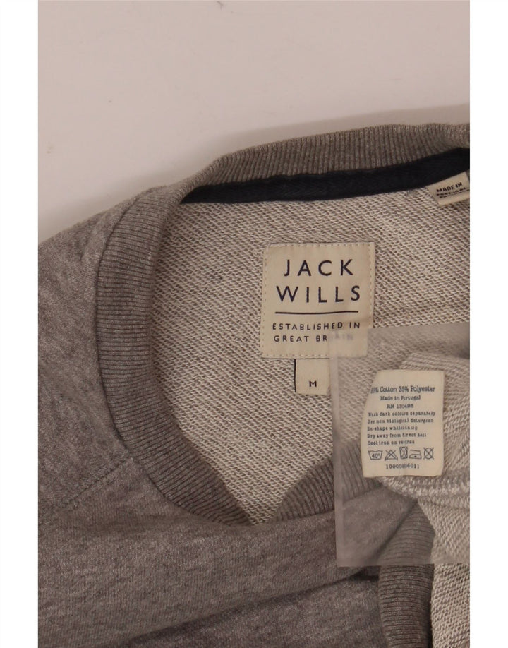 Jack Wills Herre Grafisk Sweatshirt Jumper Medium Grey Flecked Bomuld