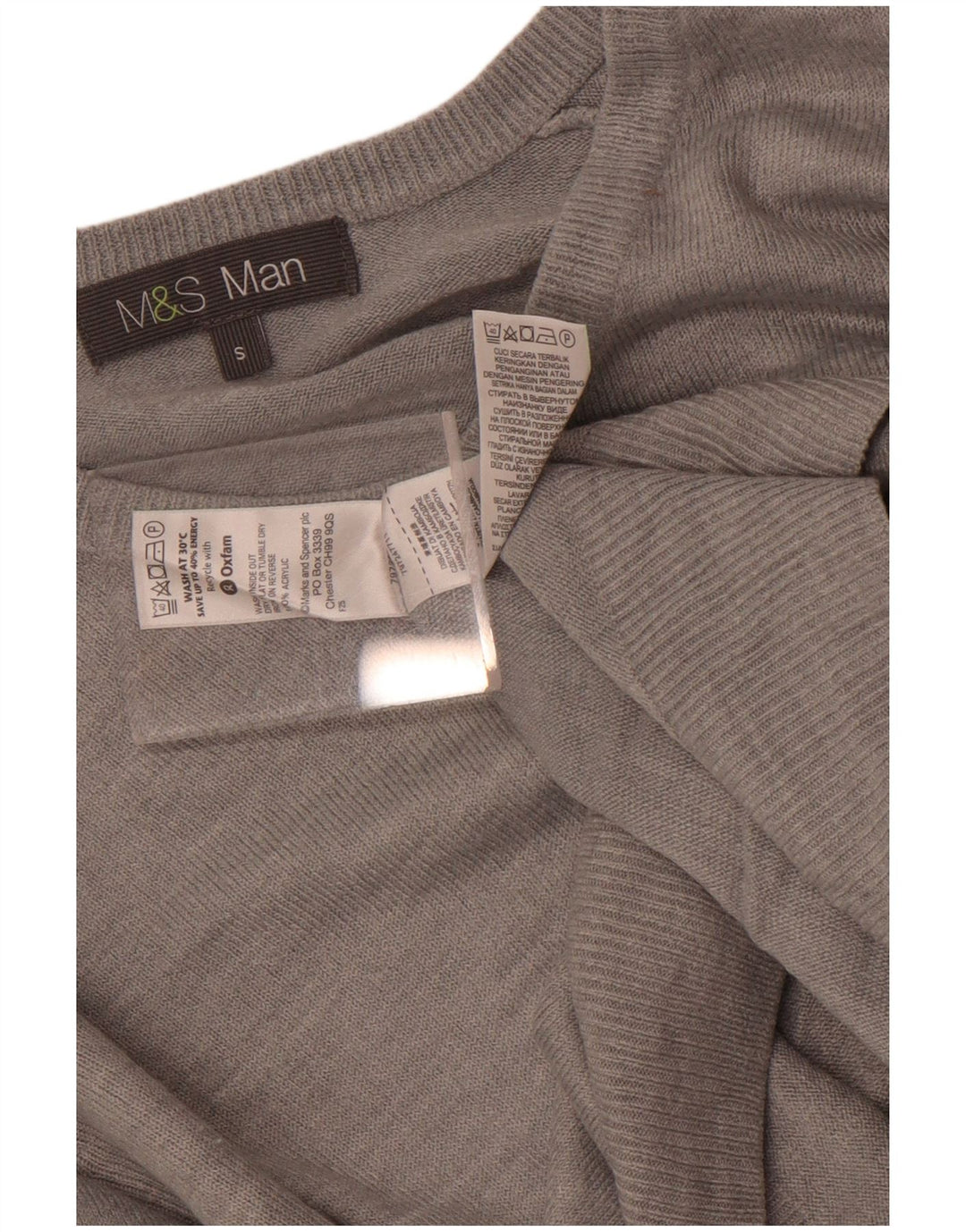 Marks & Spencer Herre V-hals sweater lille grå akryl