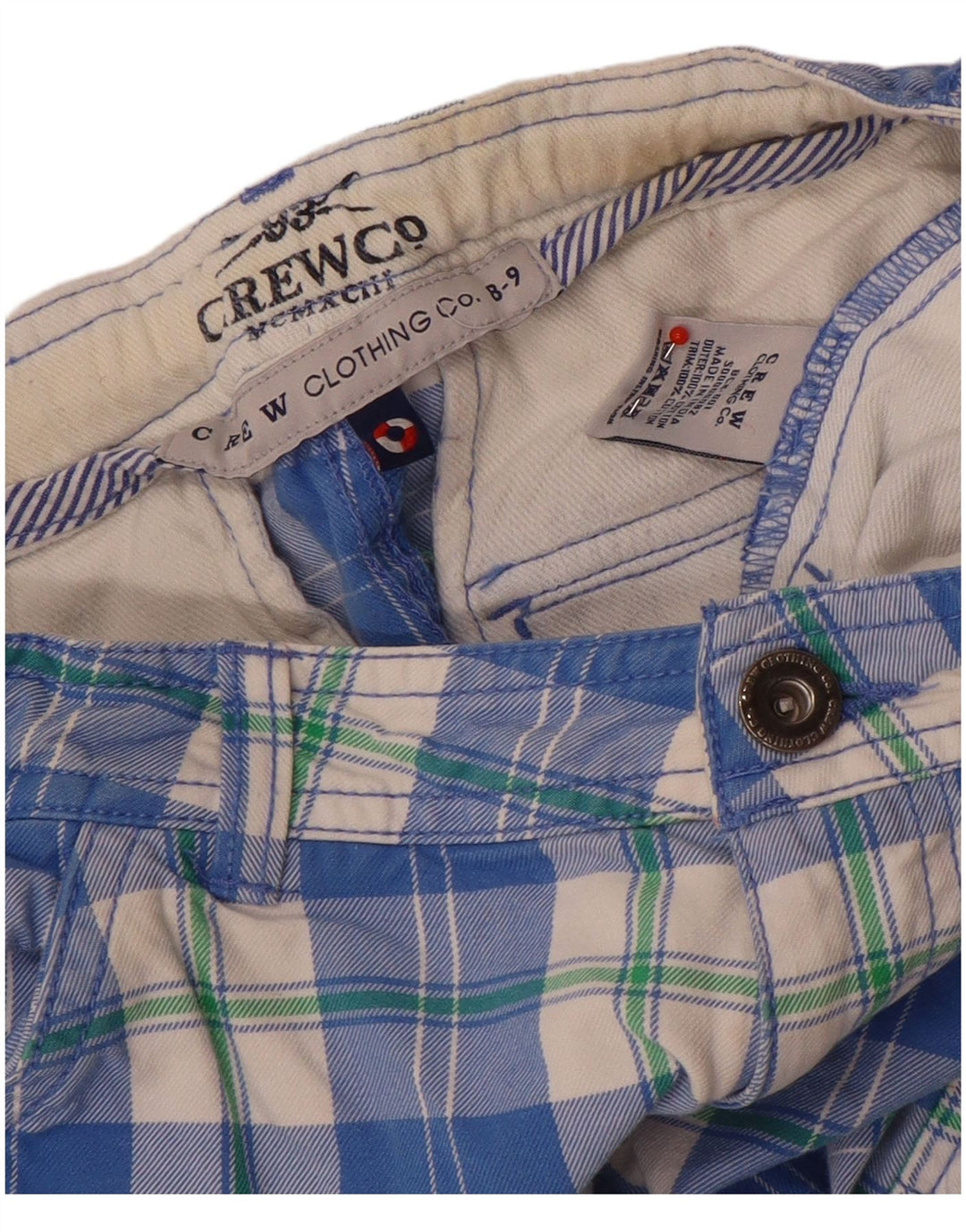 Besætningstøj Drenge Cargo Shorts 8-9 år W24 blå ternet bomuld