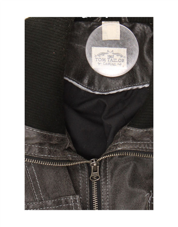 TOM TAILOR Womens Leather Jacket UK 18 XL Grey Leather Vintage Tom Tailor and Second-Hand Tom Tailor from Messina Hembry 