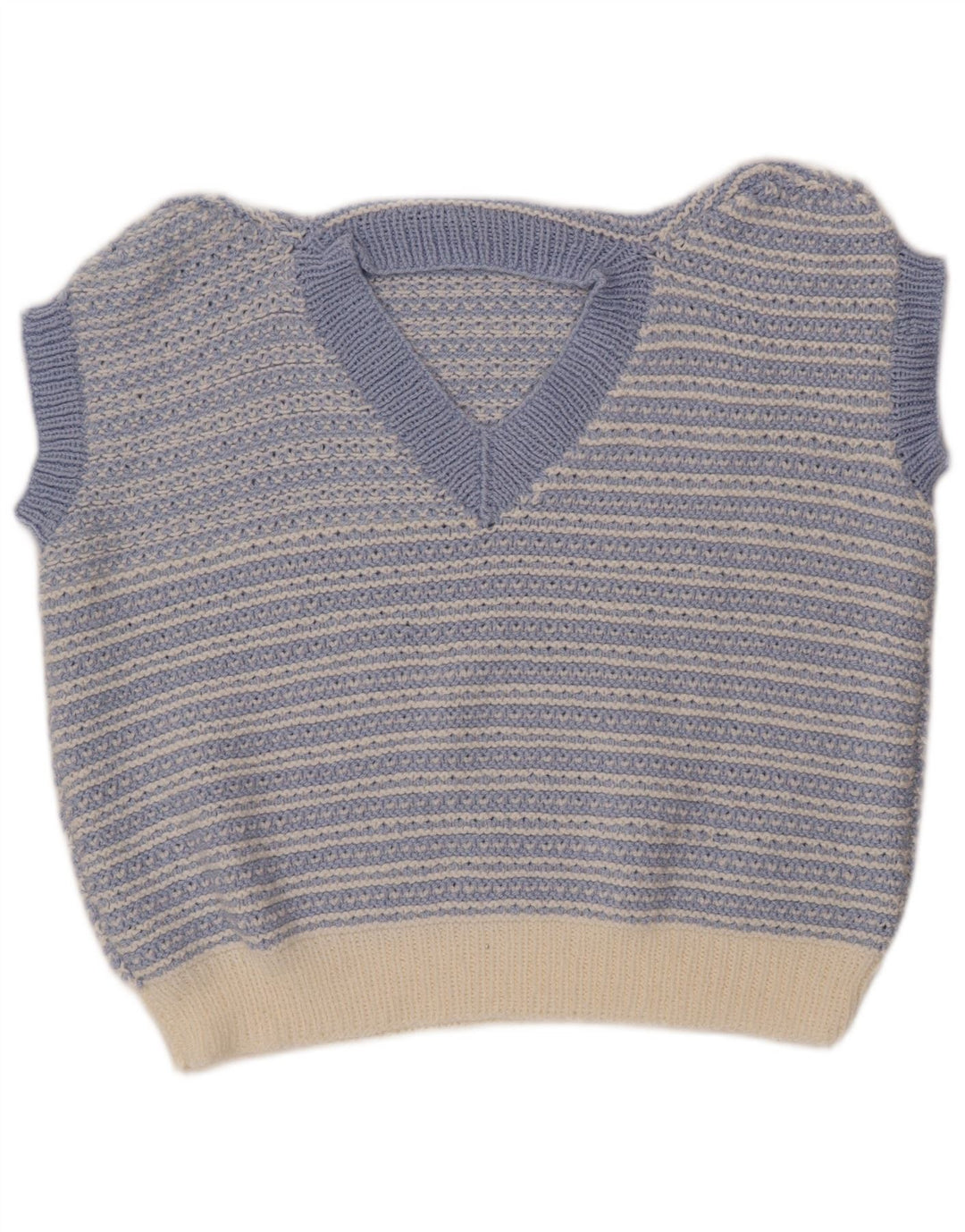 VINTAGE Dame Vest Tank Top UK 18 XL Blå Stribet