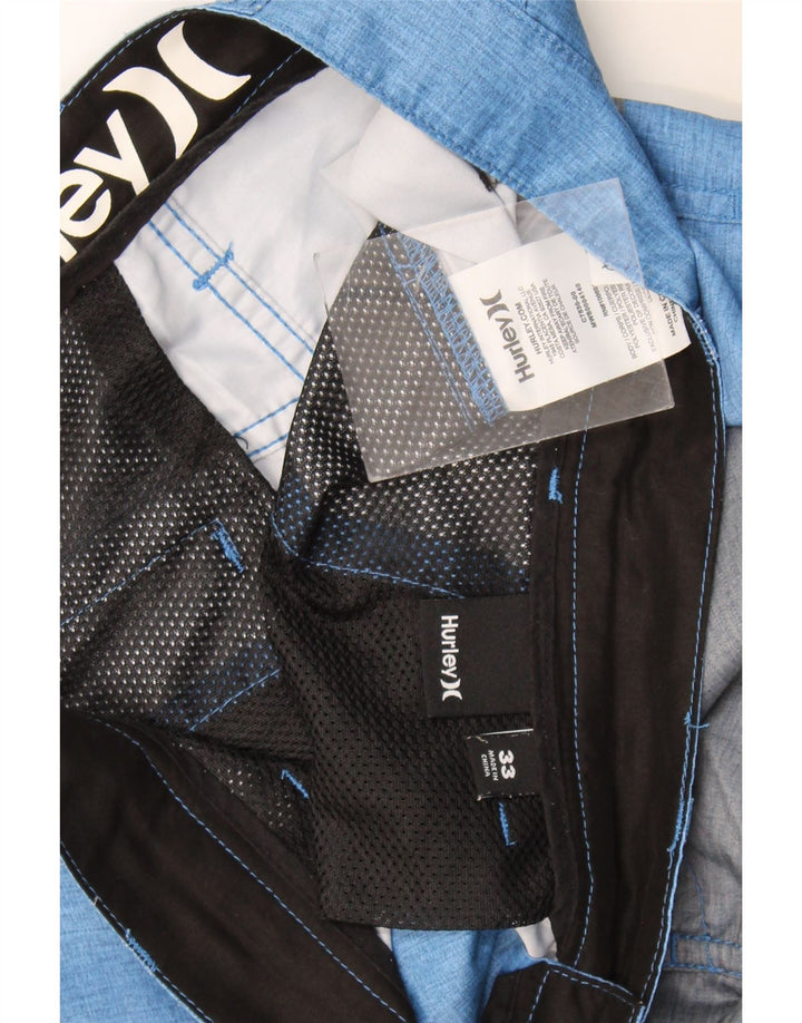 Hurley Herre Chino Shorts W33 Mellemblå stribet polyester