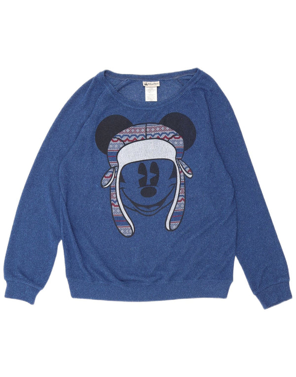 Disney Parks Dame Mickey Mouse Boat Neck Jumper Sweater UK 16 Large Blue