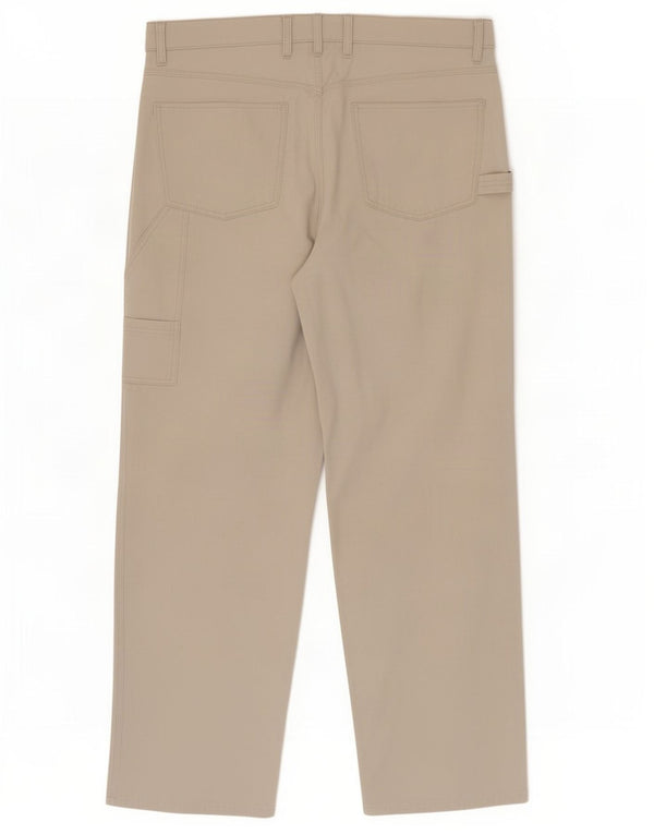 Vintage Mens Straight Cargo Trousers IT 50 Large W34 L30 Beige Cotton