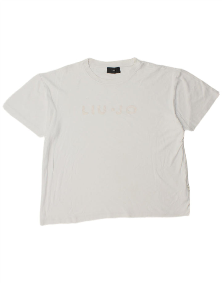 LIU JO Herre Grafisk T-Shirt Top XL Hvid Bomuld