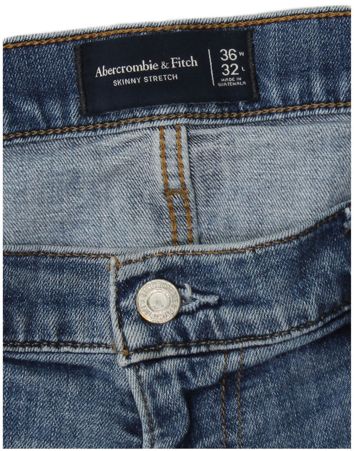 ABERCROMBIE & FITCH Stretch Skinny Jeans til mænd W36 L32 blå bomuld