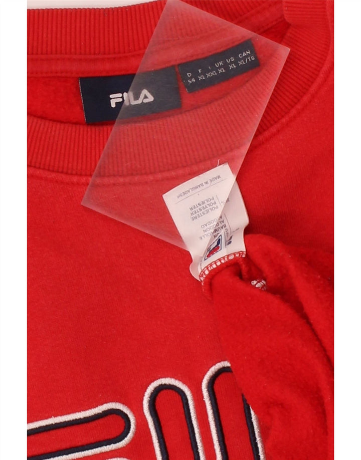 FILA Womens Oversized Graphic Sweatshirt Jumper UK 18 XL Red Cotton Vintage Fila and Second-Hand Fila from Messina Hembry 