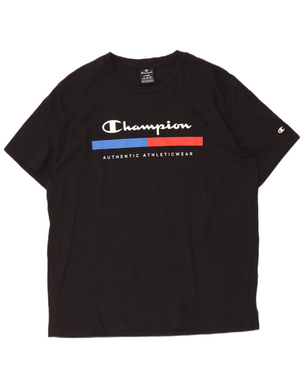 Champion Herre Grafisk T-Shirt Top Stor Sort