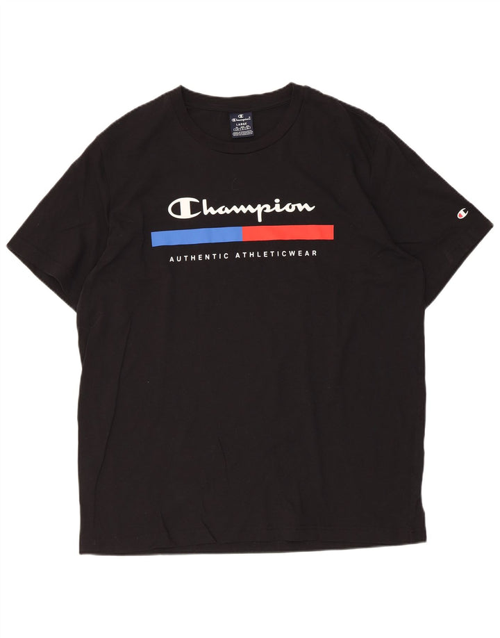 Champion Herre Grafisk T-Shirt Top Stor Sort