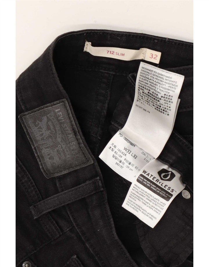 Levi's Dame 712 Slim Jeans W32 L32 Sort Bomuld