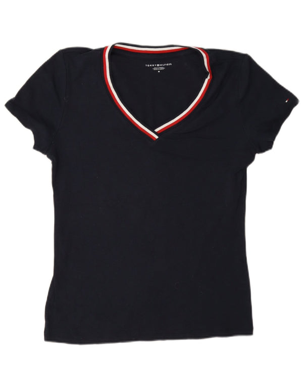 Tommy Hilfiger Dame T-Shirt Top UK 14 Medium Navy Blue Bomuld