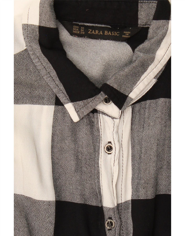 ZARA Womens Flannel Shirt UK 12 Medium Black Check Vintage Zara and Second-Hand Zara from Messina Hembry 