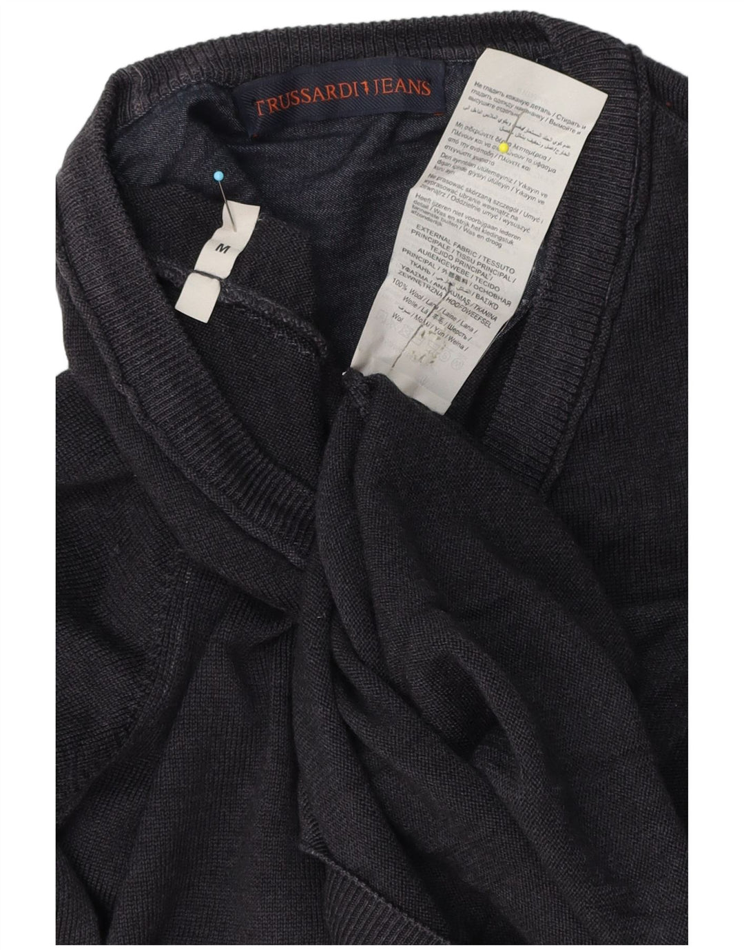 Trussardi Jeans Herre cardigan sweater Medium marineblå uld