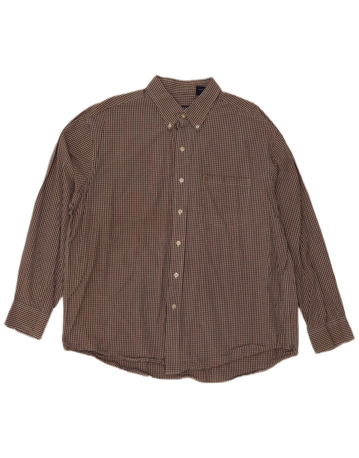 Izod herreskjorte XL brun ternet bomuld