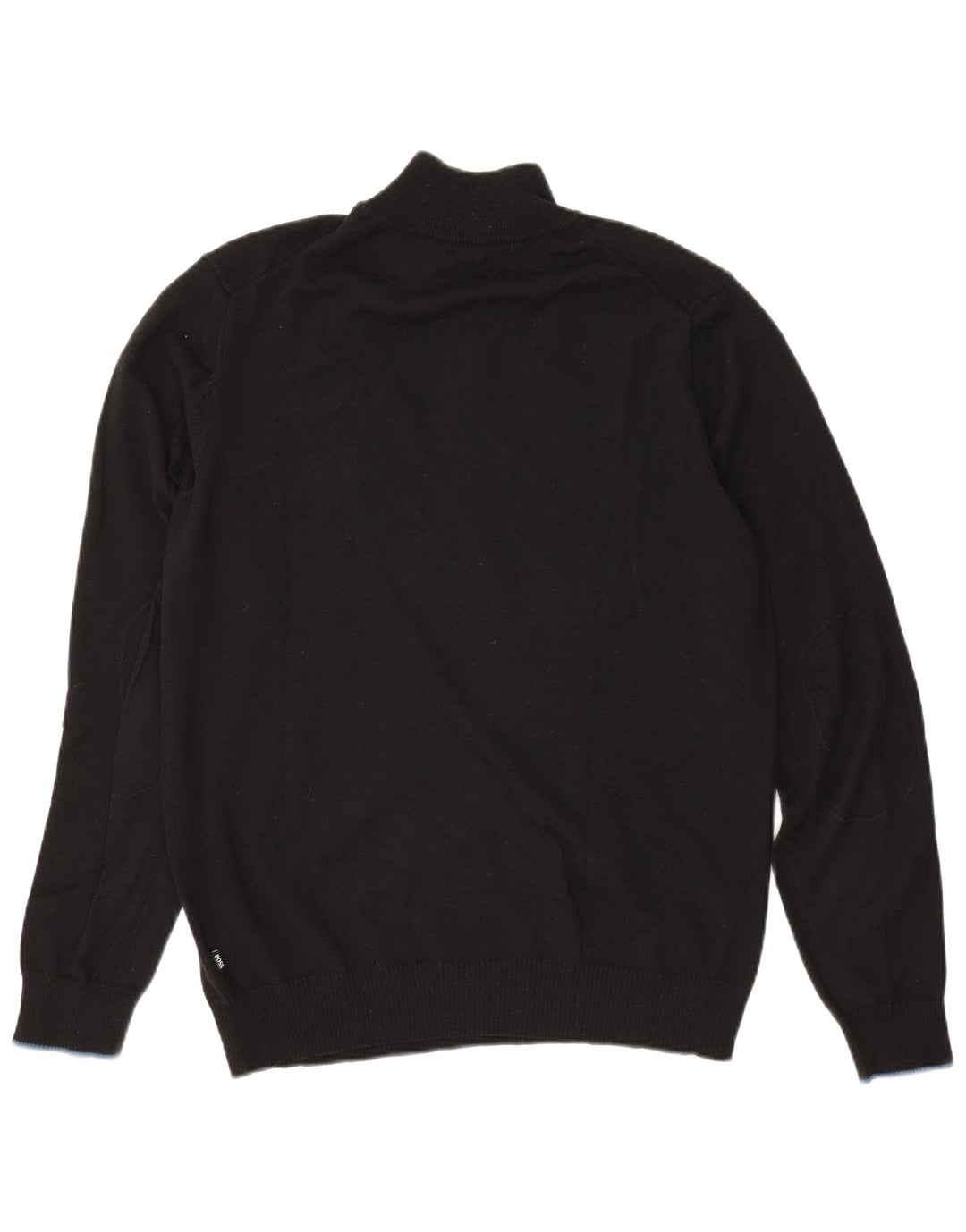 Hugo Boss Herre Regular Fit Zip Neck Jumper Sweater Large Black Wool