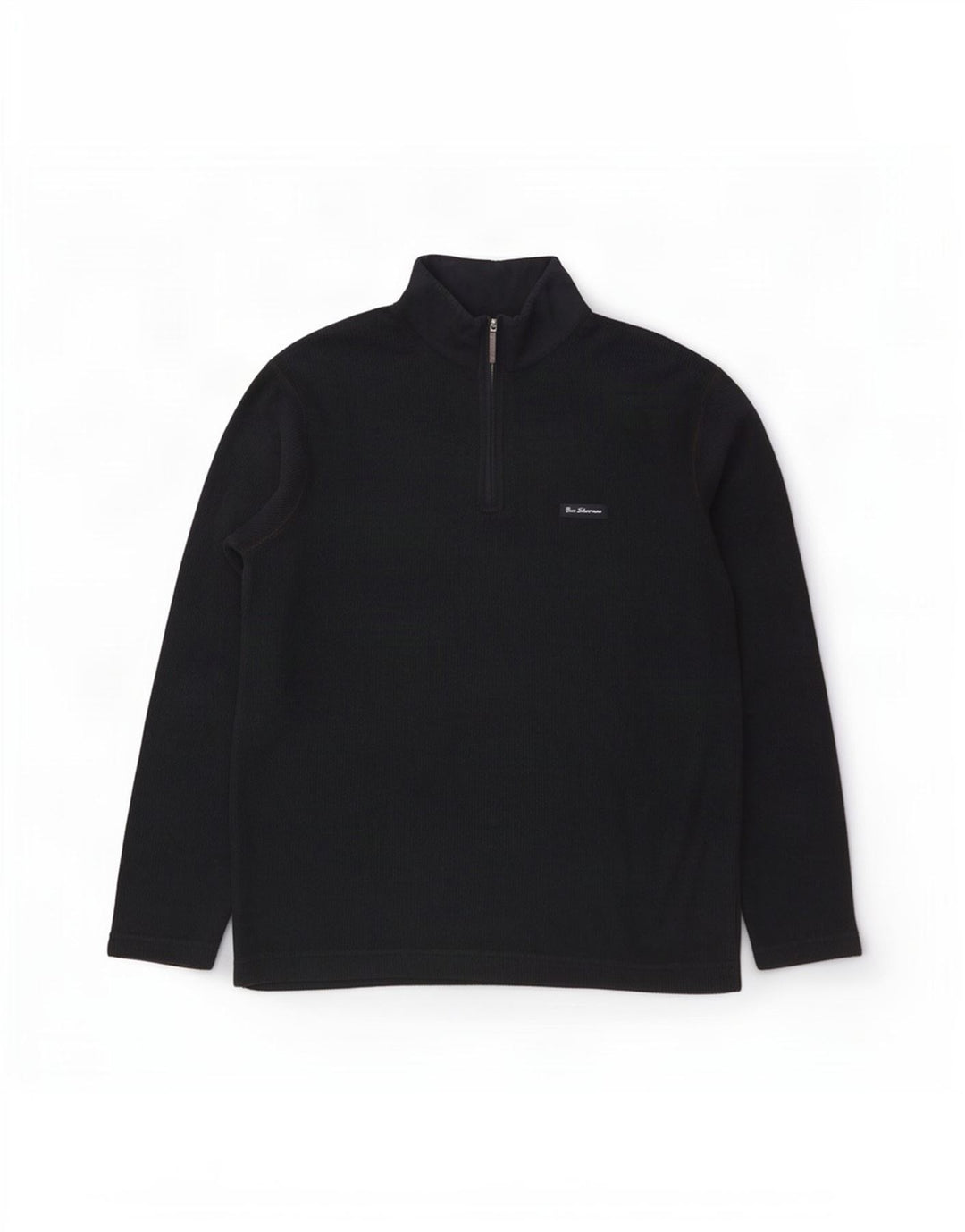 Ben Sherman Herre Zip Neck Jumper Sweater Stor Marineblå Bomuld