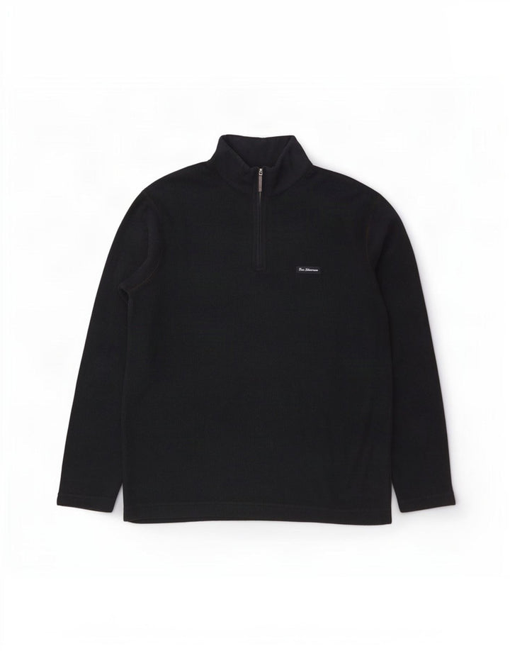 Ben Sherman Herre Zip Neck Jumper Sweater Stor Marineblå Bomuld