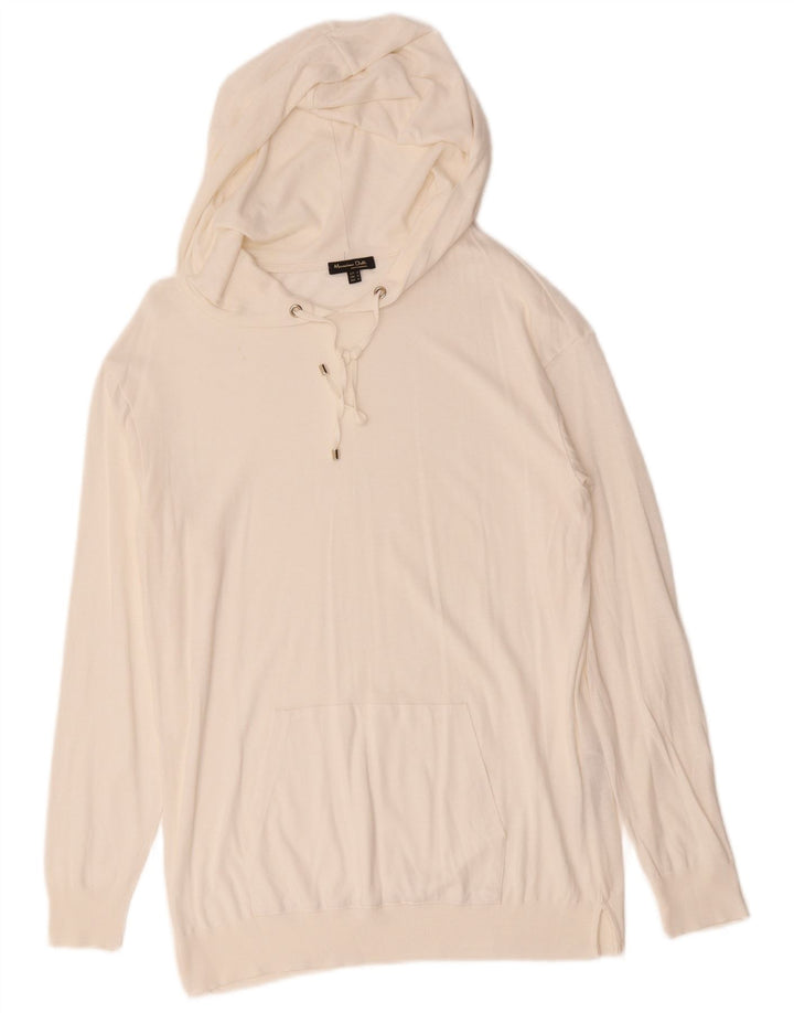Massimo Dutti Dame Hættetrøje Jumper UK 12 Medium White Lyocell