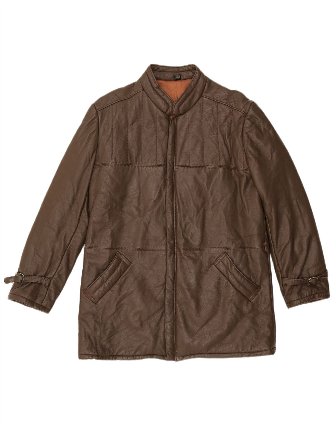 VINTAGE Læderjakke til mænd UK 38 Medium Brun Læder