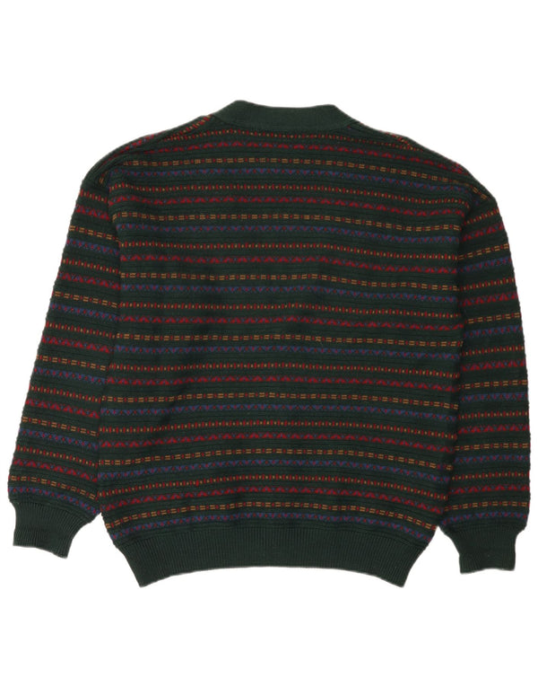 Il Granchio Herre Cardigan Sweater Medium Grøn Stribet Uld
