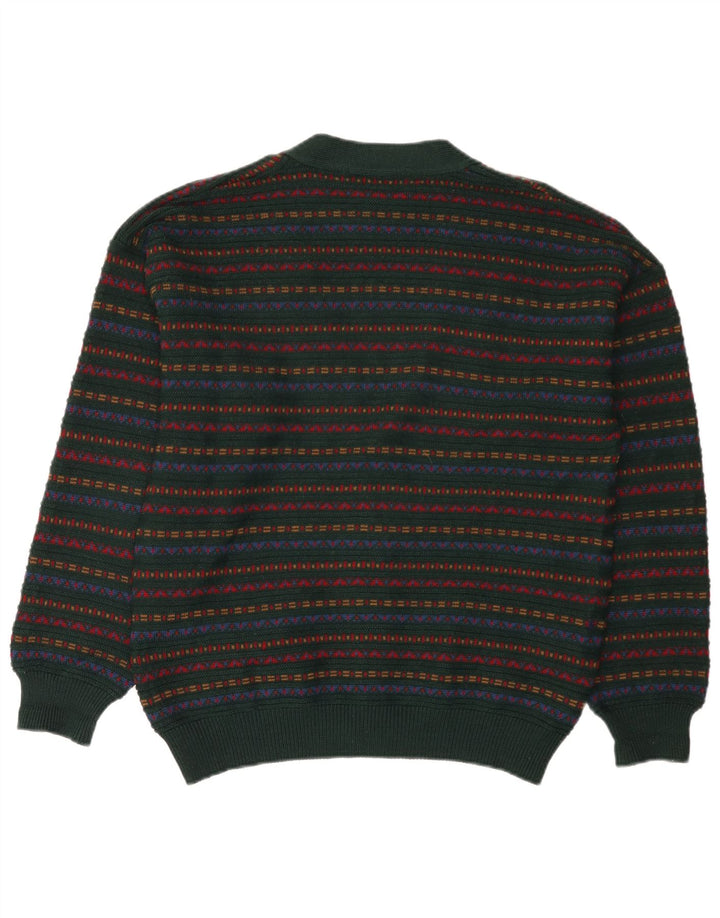 Il Granchio Herre Cardigan Sweater Medium Grøn Stribet Uld