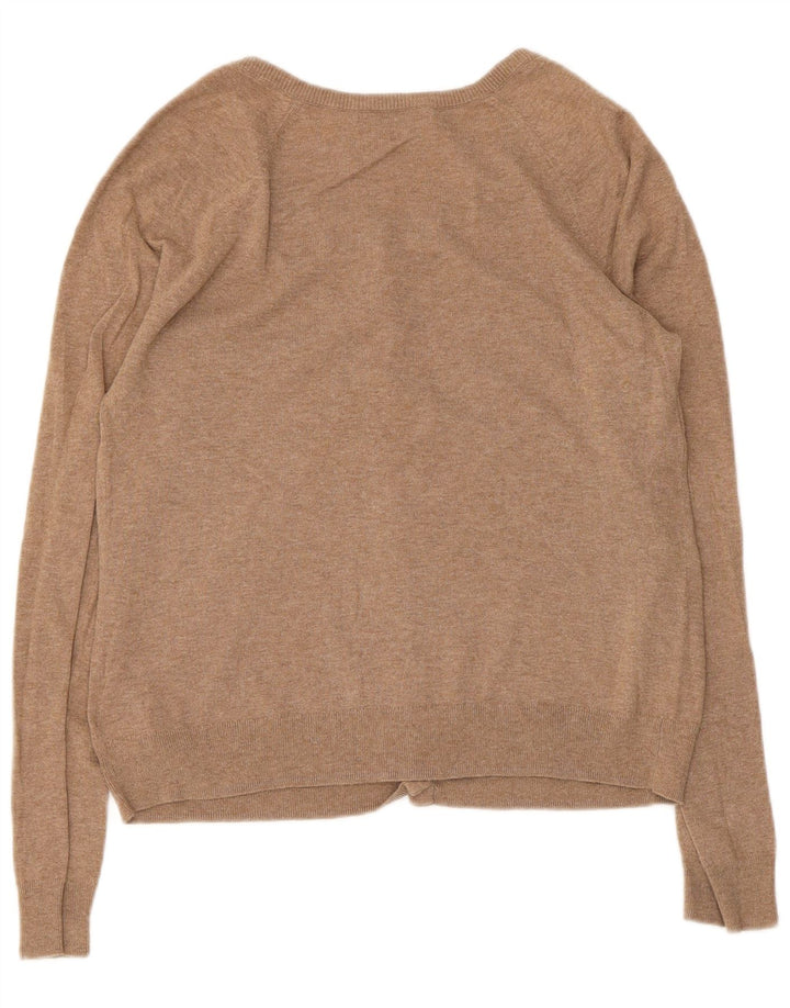 Gap Dame Cardigan Sweater UK 12 Medium Brun Bomuld