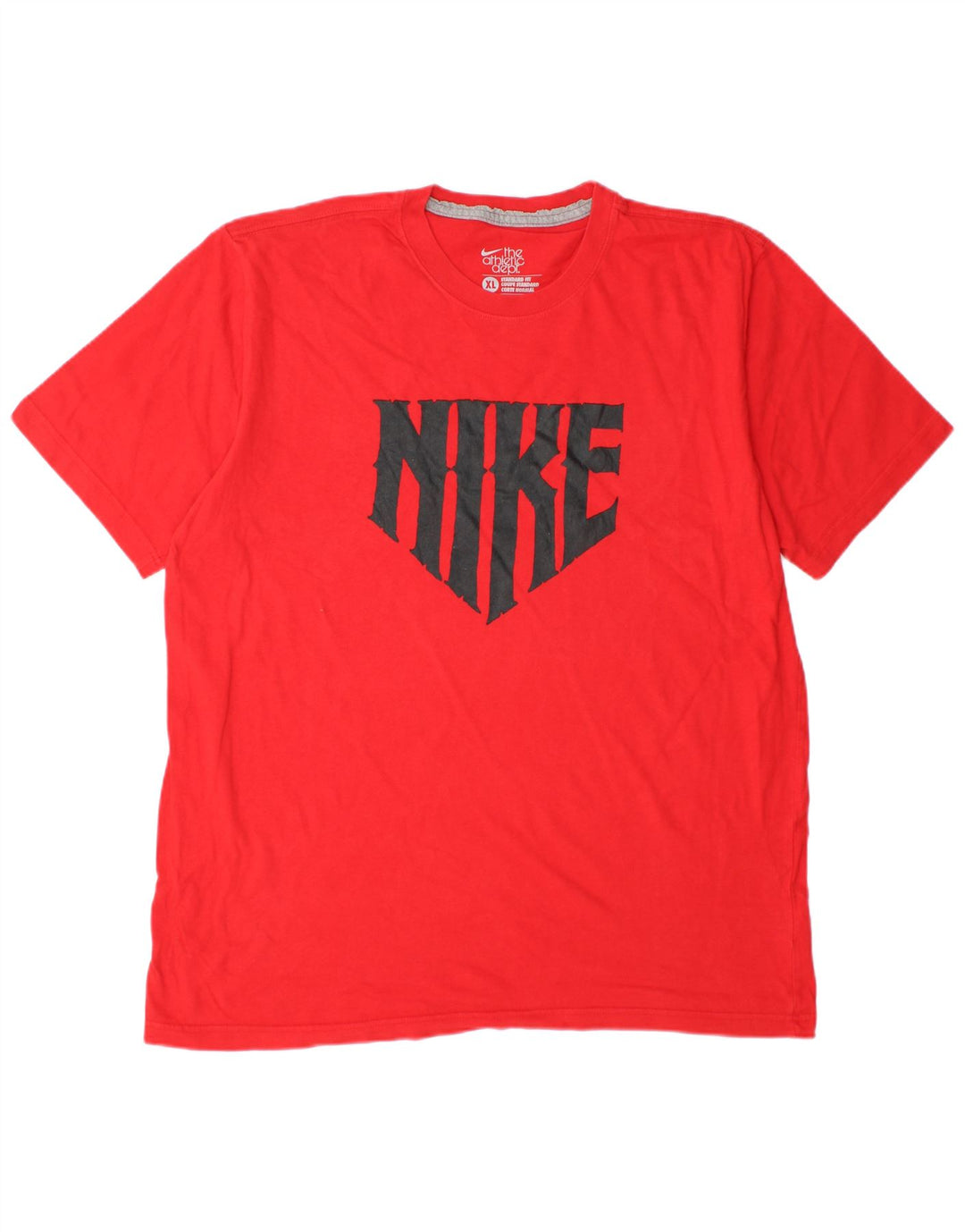 NIKE Herre Coupe Standard Standard Fit Grafisk T-Shirt Top XL Rød Bomuld