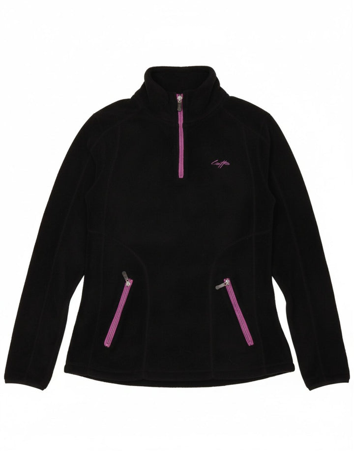 LOTTO Womens Zip Neck Fleece Jumper UK 14 Large Black Polyester
