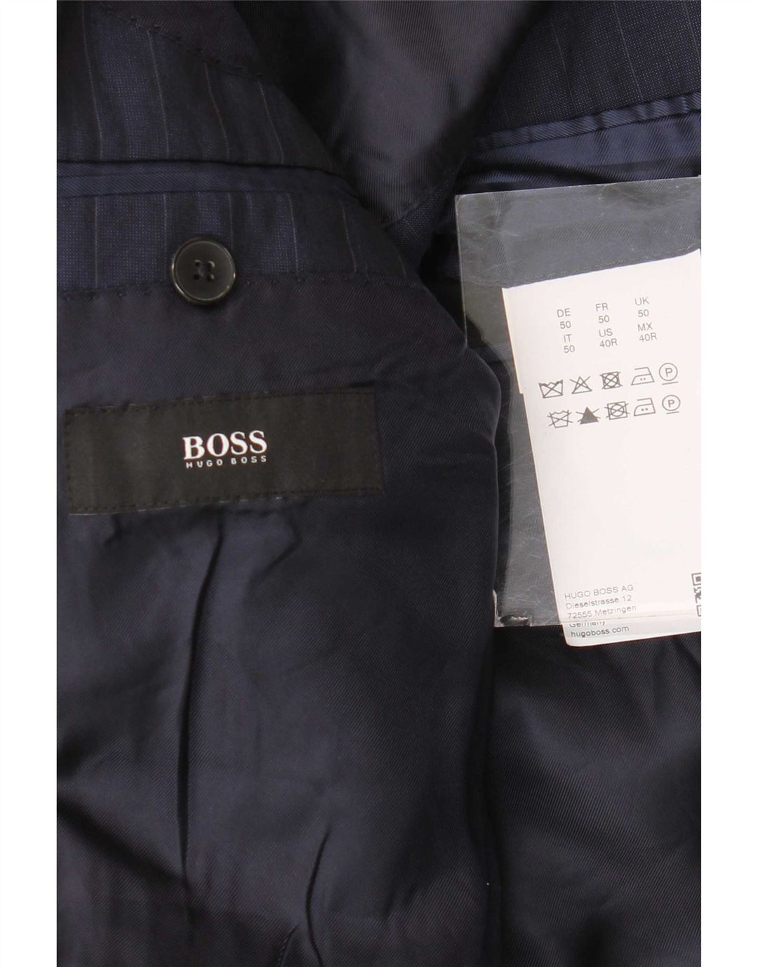 Hugo Boss Herre 2-knaps blazerjakke EU 50 Large Navy Blue Pinstripe