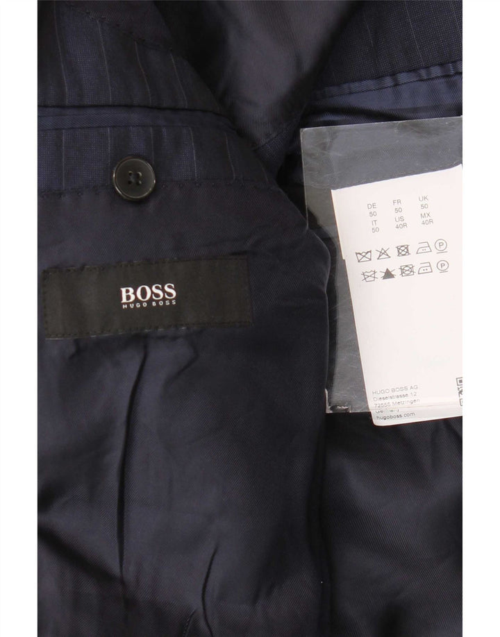 Hugo Boss Herre 2-knaps blazerjakke EU 50 Large Navy Blue Pinstripe
