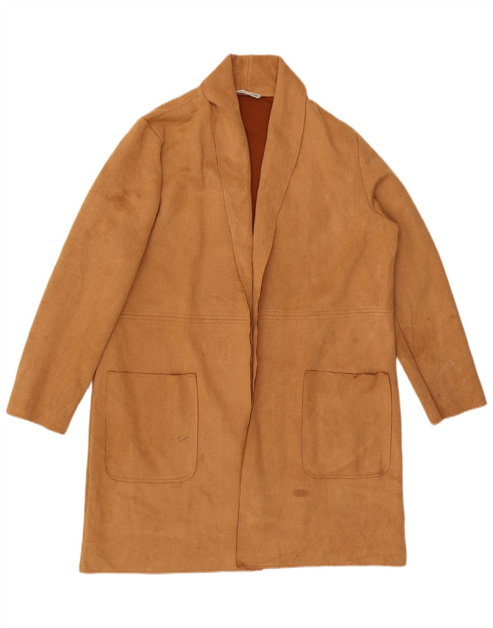 Zara Womens Longline Cardigan Sweater UK 16 Large Brown Polyester
