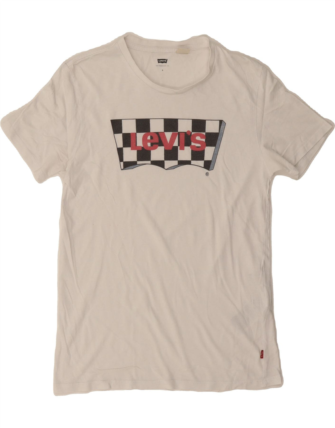 LEVI'S Mens Graphic T-Shirt Top Small White Cotton Vintage Levi's and Second-Hand Levi's from Messina Hembry 