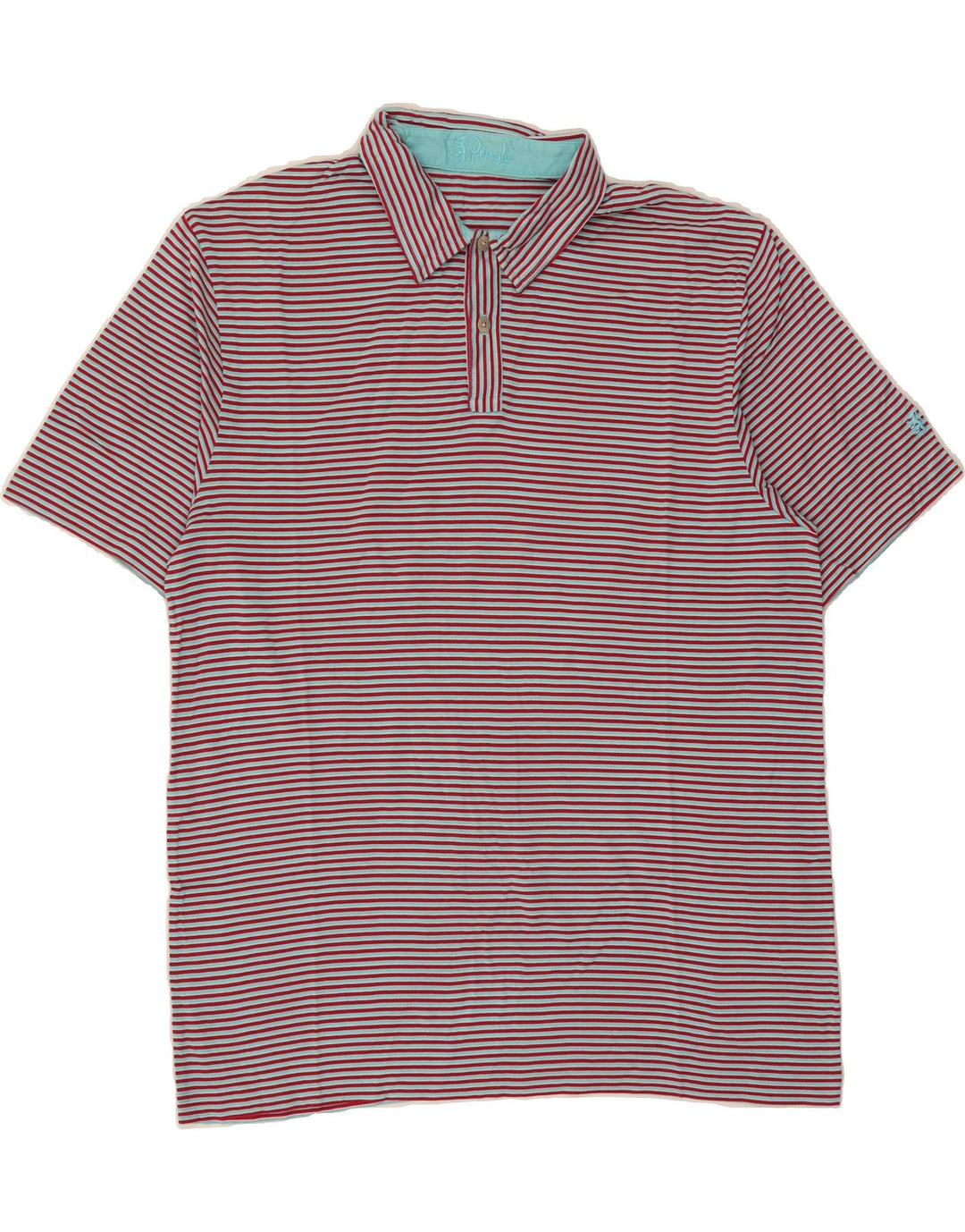 PRINGLE Mens Polo Shirt Medium Red Striped Cotton Vintage Pringle and Second-Hand Pringle from Messina Hembry 
