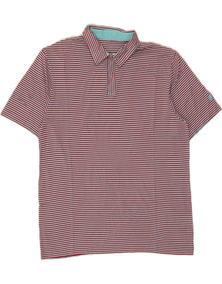 PRINGLE Mens Polo Shirt Medium Red Striped Cotton Vintage Pringle and Second-Hand Pringle from Messina Hembry 