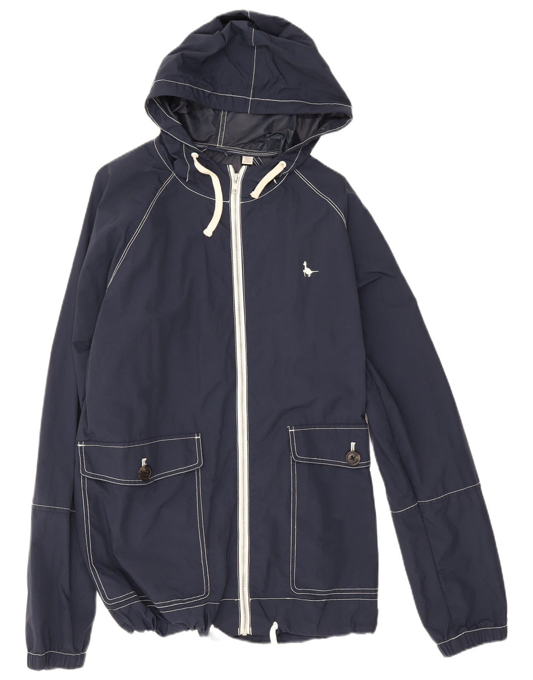 Jack Wills Regnjakke med hætte til mænd UK 40 Stor marineblå nylon