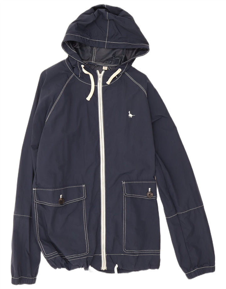 Jack Wills Regnjakke med hætte til mænd UK 40 Stor marineblå nylon