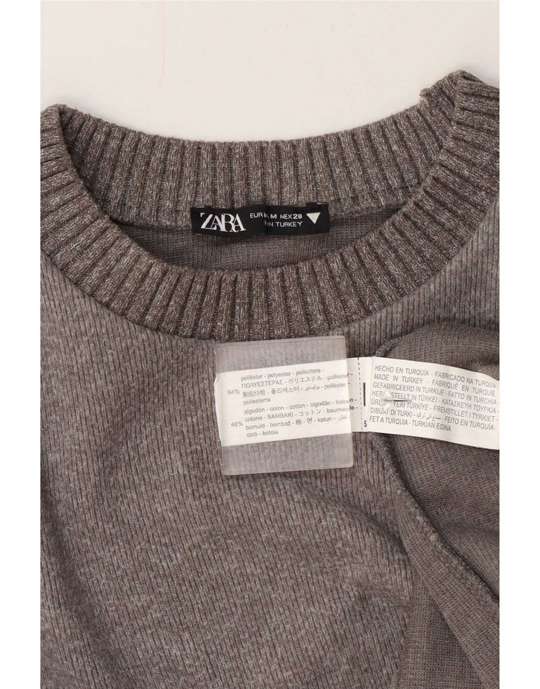 Zara Dame Boat Neck Jumper Sweater UK 14 Medium Grey Polyester