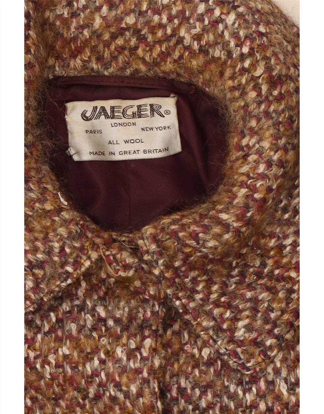 Jaeger Dame Oversized Overfrakke UK 14 Stor Brun Flecked Uld