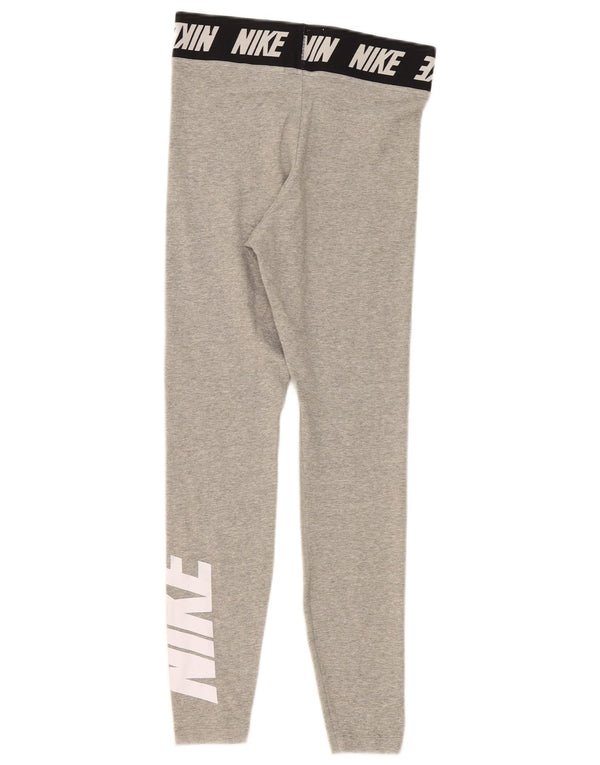 Nike Dame Grafiske Leggings UK 8 Small Grey Colourblock Bomuld