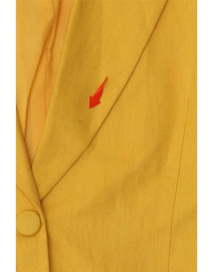 POP 84 Dame 2 Button Blazer Jacket UK 12 Medium Yellow Linen