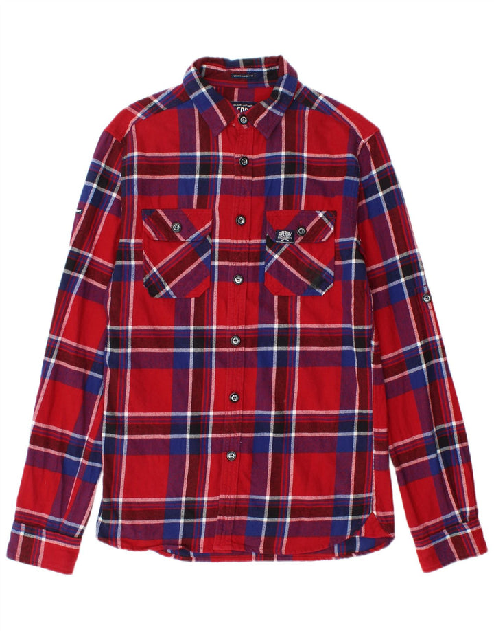 Superdry Flanelskjorte til mænd, lille rød ternet bomuld