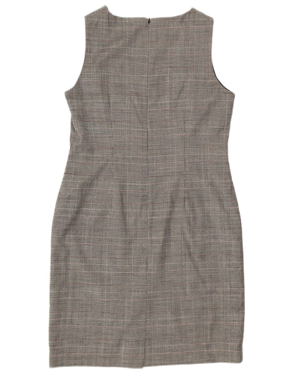 Hobbs Dame Ærmeløs Skede Kjole UK 14 Large Grey Houndstooth Classic