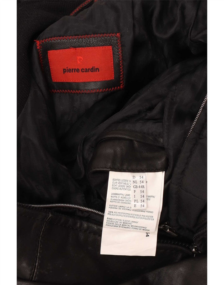 Pierre Cardin Herre Hooded Læderjakke UK 44 2XL Sort