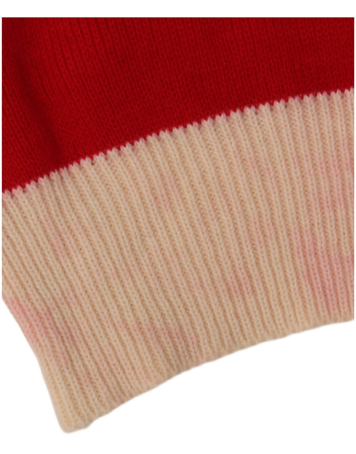 VINTAGE Dame Polo Neck sweater IT 48 XL Rød Colourblock Akryl