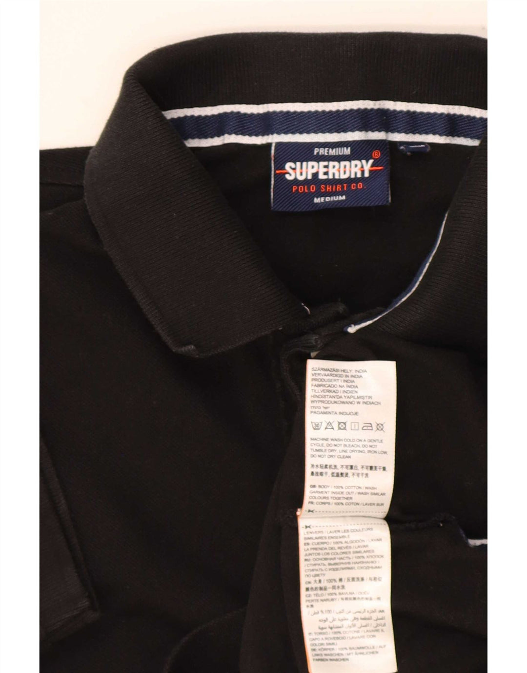 Superdry Polo shirt til mænd, medium sort bomuld