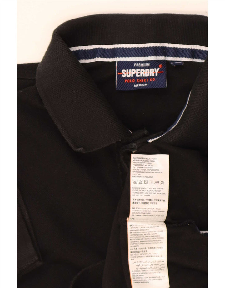 Superdry Polo shirt til mænd, medium sort bomuld