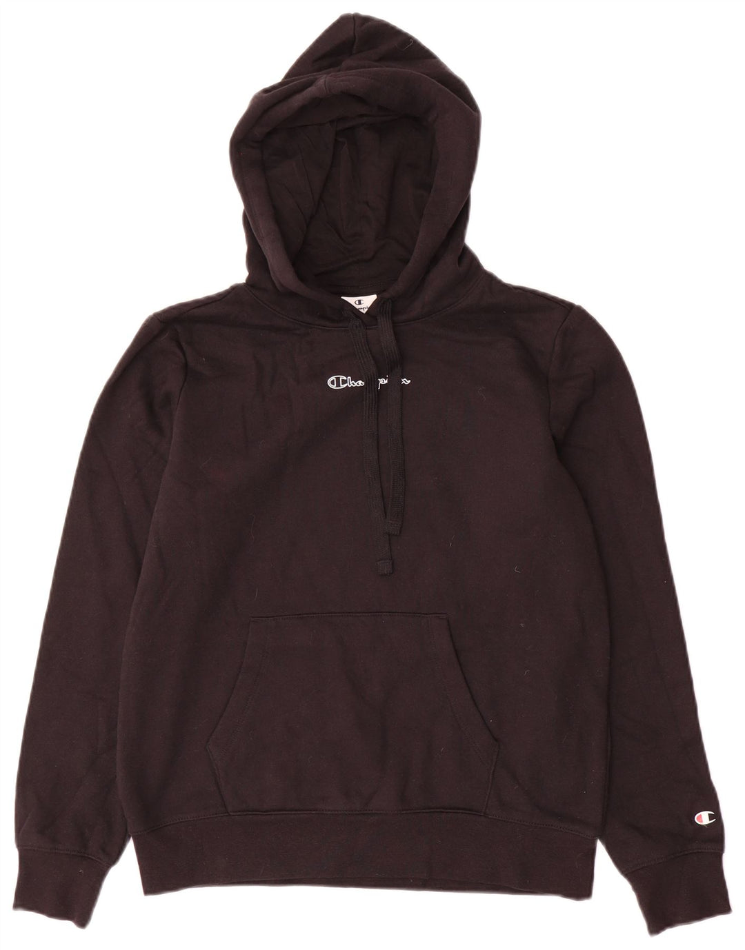 Champion Dame Grafisk Hoodie Jumper UK 14 Medium Sort Bomuld