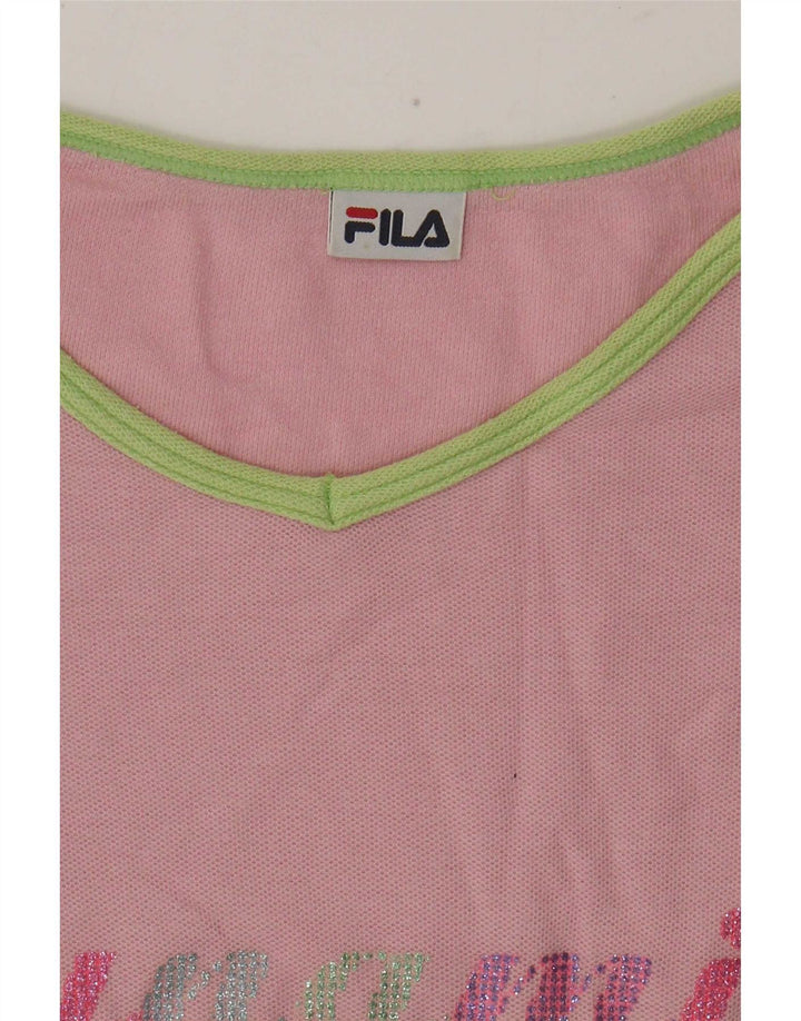 Fila Dame Grafisk Top Langærmet UK 14 Medium Pink