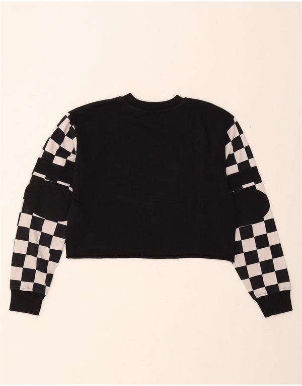 VANS Womens Oversized Crop Sweatshirt Jumper UK 10 Small Black Geometric