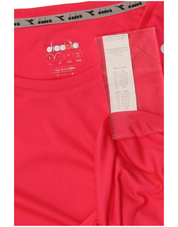 Diadora Dame T-Shirt Top UK 14 Stor Pink Polyester